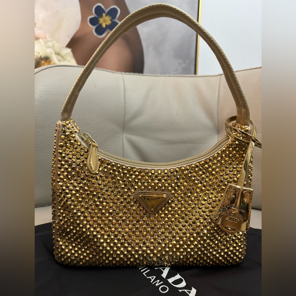 PRADA Satin Mini bag with crystals.